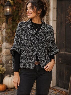 Chris & Carol Marled Knit Cocoon Cardigan Small Dolman Sleeve Lagenlook